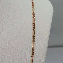 Load image into Gallery viewer, adies Rose Gold 9ct (375, 9K) Antique Figaro Chain Necklace with Barrel Clasp