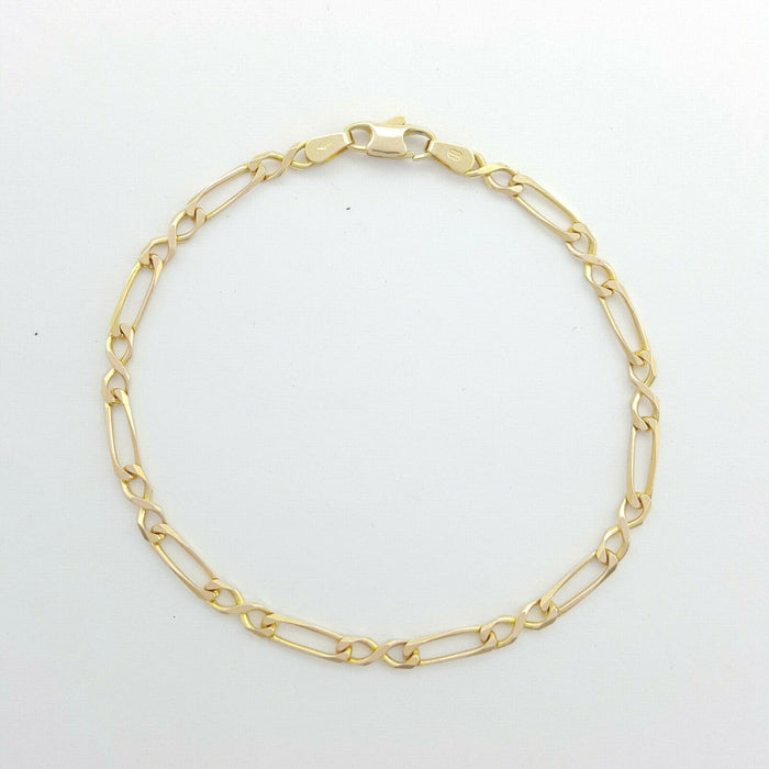 Ladies Bracelet 9ct (375,9K) Yellow Gold Figure 8 Long Short Link Chain Bracelet