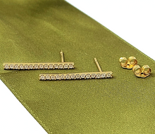 Load image into Gallery viewer, Ladies Earrings 14ct (585,14K) Yellow Gold Drop Diamantes Channel Setting Studs