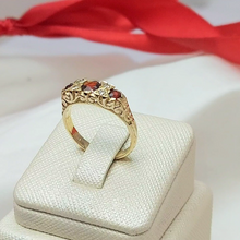 Load image into Gallery viewer, Ladies Yellow Gold 9ct (375,9k) Natural Garnets & Diamonds Vintage Dress Ring