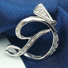 Load image into Gallery viewer, Ladies White Gold 18ct (750, 18k) High Quality Natural Diamonds 'D' Pendant