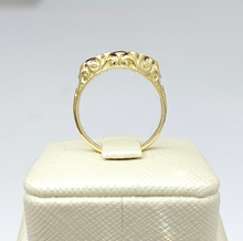 Load image into Gallery viewer, Ladies Yellow Gold 9ct (375,9k) Natural Garnets & Diamonds Vintage Dress Ring