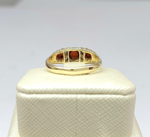 Load image into Gallery viewer, Ladies Yellow Gold 9ct (375,9k) Natural Garnets & Diamonds Vintage Dress Ring