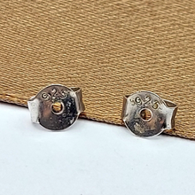 Load image into Gallery viewer, Ladies Sterling Silver Earrings (925) Square Cut Blue Created Aquamarine Studs