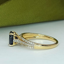 Load image into Gallery viewer, Ladies Ring 14ct (585, 14K) Yellow Gold Sapphire & Diamond Dress Ring