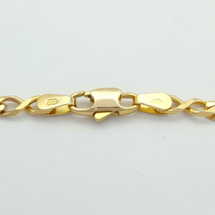 Ladies Bracelet 9ct (375,9K) Yellow Gold Figure 8 Long Short Link Chain Bracelet