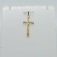 Load image into Gallery viewer, Ladies Yellow Gold 9ct (375, 9K) Italian Starburst Diamond Cut Cross Pendant