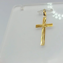 Load image into Gallery viewer, Ladies Yellow Gold 9ct (375, 9K) Italian Starburst Diamond Cut Cross Pendant