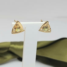 Load image into Gallery viewer, Ladies Earrings Yellow Gold 9ct (375,9k) Solid Natural Peridot Triangle Studs
