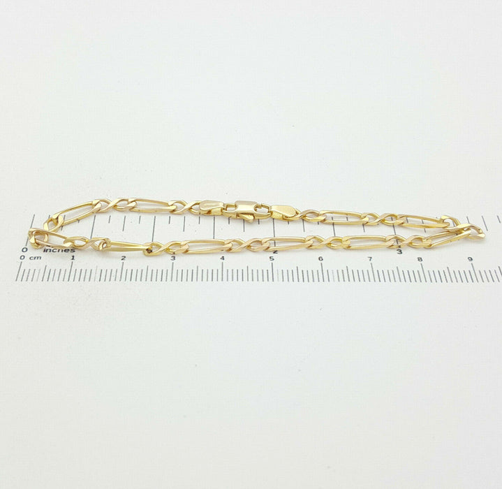Ladies Bracelet 9ct (375,9K) Yellow Gold Figure 8 Long Short Link Chain Bracelet