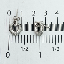 Load image into Gallery viewer, Ladies Silver Earrings (925) Sterling Silver Oval Drop Dangle Diamante Earrings