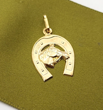 Load image into Gallery viewer, Unisex Pendant Yellow Gold 18ct (750, 18K) Unique Lucky Horseshoe Pendant