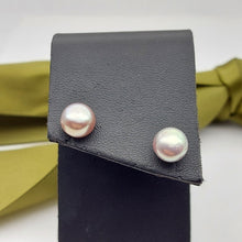 Load image into Gallery viewer, Ladies Silver (925) Silver Round Purple Pearl Stud Earrings