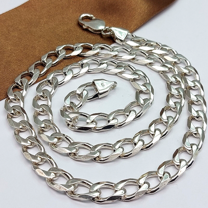 Unisex Sterling Silver (925) Solid High Quality Curb Chain Necklace