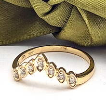 Load image into Gallery viewer, Ladies Ring 9ct (375, 9K) Yellow Gold & Diamond Chip Wishbone Ring