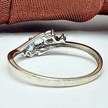 Load image into Gallery viewer, Ladies White Gold 9ct (375,9k) Unique 3-Stone Topaz & Natural Diamond Chip Ring