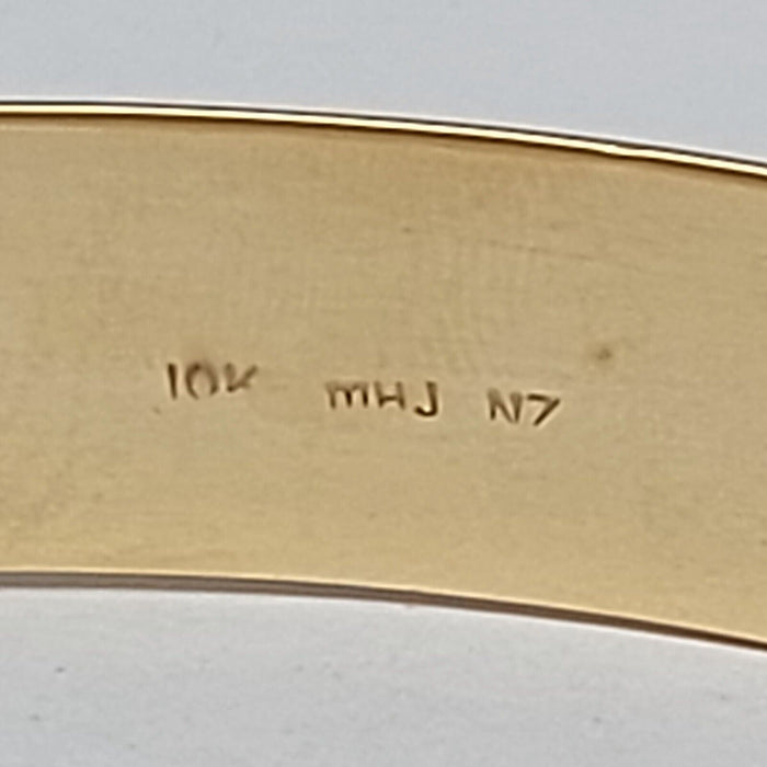 Ladies Solid Yellow Gold 10k (417, 10K) MHJ Oval High Quality Smooth Band Bangle