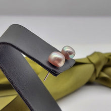 Load image into Gallery viewer, Ladies Silver (925) Silver Round Purple Pearl Stud Earrings