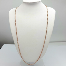 Load image into Gallery viewer, adies Rose Gold 9ct (375, 9K) Antique Figaro Chain Necklace with Barrel Clasp