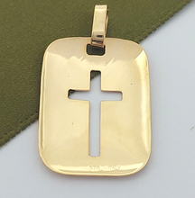 Load image into Gallery viewer, Unisex Yellow Gold 9ct (375, 9K) High Quality Etched Cut-Out Cross Pendant