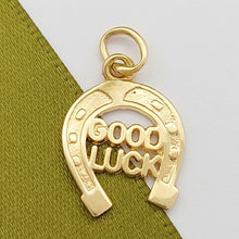 Load image into Gallery viewer, Ladies Pendant 9ct (375,9K) Real Yellow Gold 'Good Luck' Horseshoe Pendant