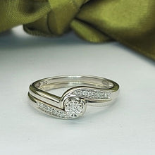 Load image into Gallery viewer, Ladies Ring 9ct (375, 9K) White Gold Natural Diamond (10pts) Ring Set