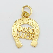 Load image into Gallery viewer, Ladies Pendant 9ct (375,9K) Real Yellow Gold 'Good Luck' Horseshoe Pendant
