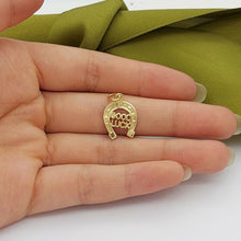 Load image into Gallery viewer, Ladies Pendant 9ct (375,9K) Real Yellow Gold 'Good Luck' Horseshoe Pendant