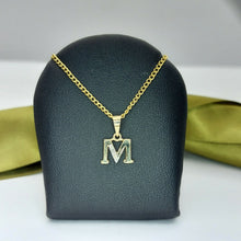 Load image into Gallery viewer, Ladies Pendant 9ct (375, 9K) Yellow Gold 'M' Diamond Chip Pendant