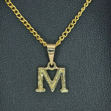 Load image into Gallery viewer, Ladies Pendant 9ct (375, 9K) Yellow Gold 'M' Diamond Chip Pendant