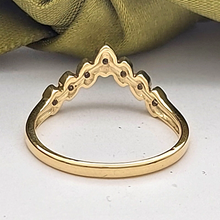 Load image into Gallery viewer, Ladies Ring 9ct (375, 9K) Yellow Gold & Diamond Chip Wishbone Ring