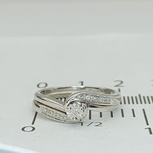Load image into Gallery viewer, Ladies Ring 9ct (375, 9K) White Gold Natural Diamond (10pts) Ring Set