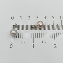 Load image into Gallery viewer, Ladies Silver (925) Silver Round Purple Pearl Stud Earrings