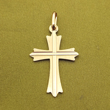Load image into Gallery viewer, Unisex Yellow Gold 9ct (375, 9K) Italian Fancy Cross Pendant