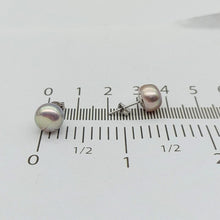 Load image into Gallery viewer, Ladies Silver (925) Silver Round Purple Pearl Stud Earrings