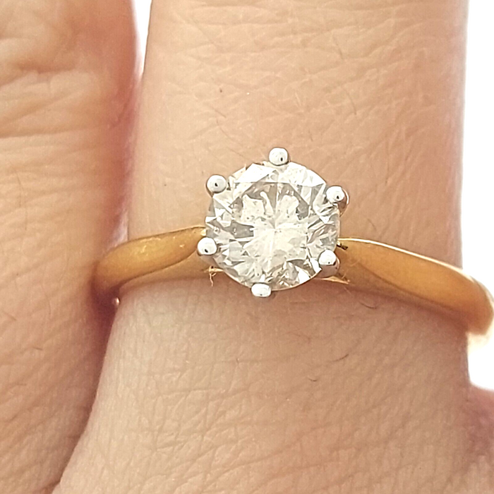Ladies 18ct (750, 18K) Yellow Gold 0.81ct Natural Diamond Engagement Ring