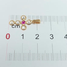 Load image into Gallery viewer, Ladies Yellow Gold 18ct (750, 18K) Diamantes and Created Ruby Cross Pendant