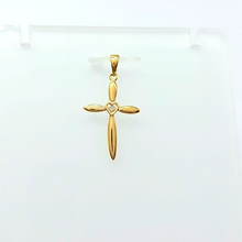 Load image into Gallery viewer, Ladies Yellow Gold 9ct (375, 9K) Rare Natural Diamond Heart Cross Pendant