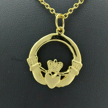 Load image into Gallery viewer, Irish Claddagh Pendant 9ct (375, 9K) Yellow Gold Pendant
