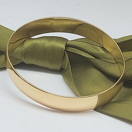 Ladies Solid Yellow Gold 10k (417, 10K) MHJ Oval High Quality Smooth Band Bangle