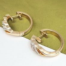 Load image into Gallery viewer, Ladies Yellow Gold 14ct (585, 14K) Unique Diamond (0.20ct) Swirl Huggie Earrings
