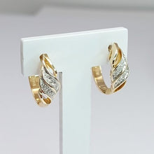 Load image into Gallery viewer, Ladies Yellow Gold 14ct (585, 14K) Unique Diamond (0.20ct) Swirl Huggie Earrings