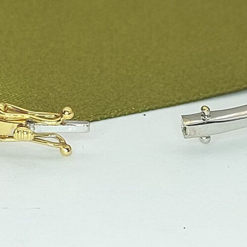 Ladies Bangle 9ct (375, 9K) Two Tone Gold Diamond (25pts) Oval Bangle