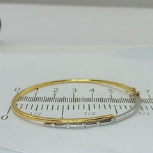 Load image into Gallery viewer, Ladies Bangle 9ct (375, 9K) Two Tone Gold Diamond (25pts) Oval Bangle