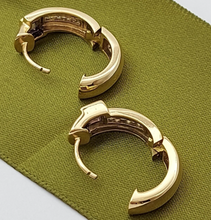 Load image into Gallery viewer, Ladies 9ct (375,9K) Real Solid Gold Amethyst 25pts Diamond Huggie Earrings