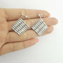 Load image into Gallery viewer, Ladies Earrings 14ct (585,14K) White Gold Movable Diamond Cut Dangle Earrings