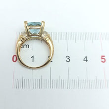 Load image into Gallery viewer, Ladies Yellow Gold 9ct (375,9k) Vintage Aquamarine & Diamonds (12pts) Dress Ring