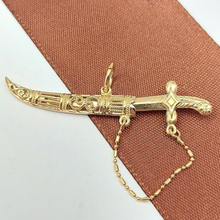 Load image into Gallery viewer, Unisex Yellow Gold 18ct (750, 18K) Rare Arabian Scabbard and Sword Pendant