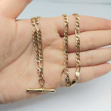 Load image into Gallery viewer, Ladies Yellow Gold 9ct (375,9K) Rare Antique Figaro Chain Pinched T-bar Necklace