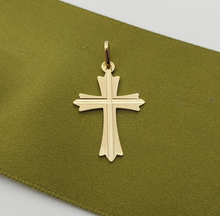 Load image into Gallery viewer, Unisex Yellow Gold 9ct (375, 9K) Italian Fancy Cross Pendant